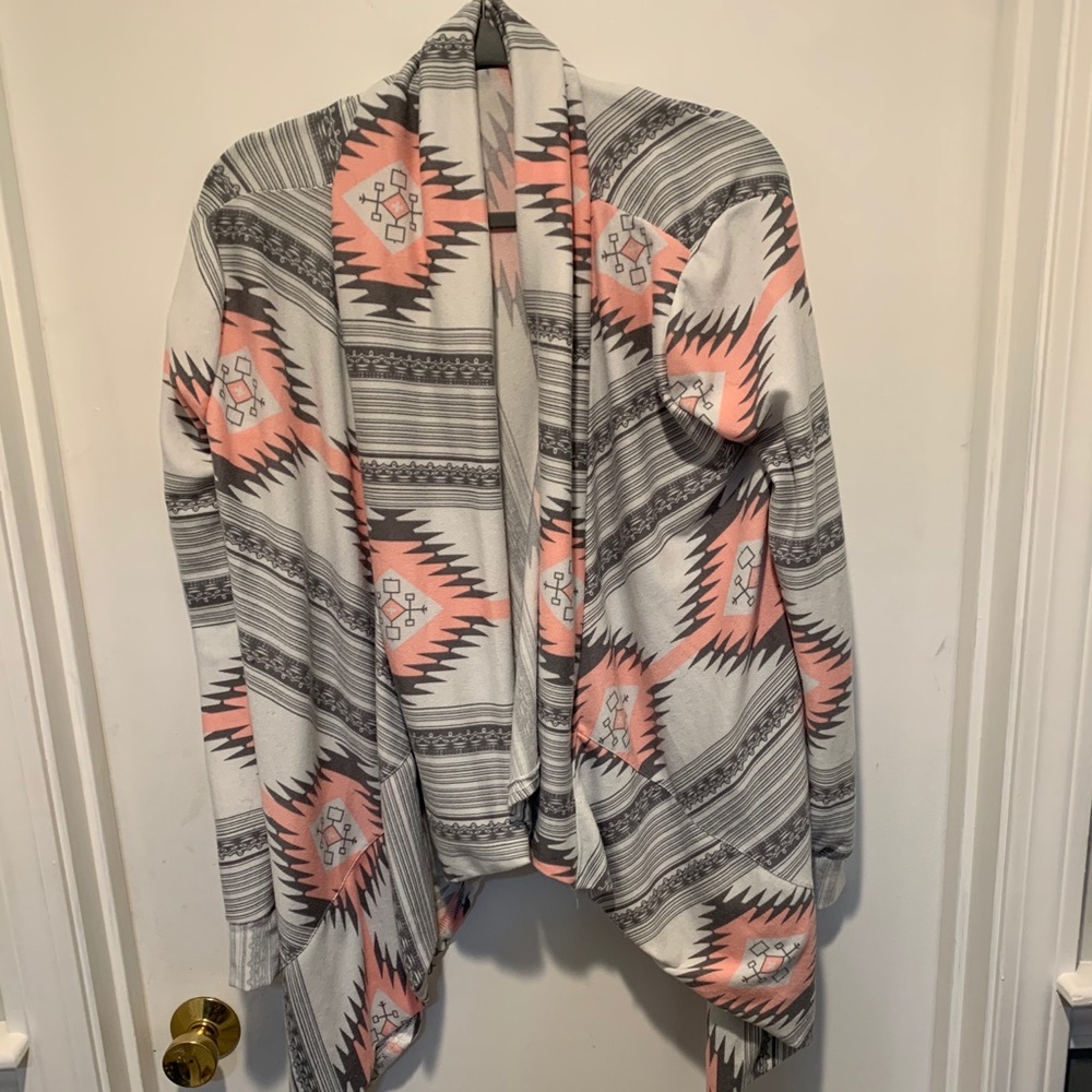 Asymmetrical Aztec Open Front Sweater - image 1